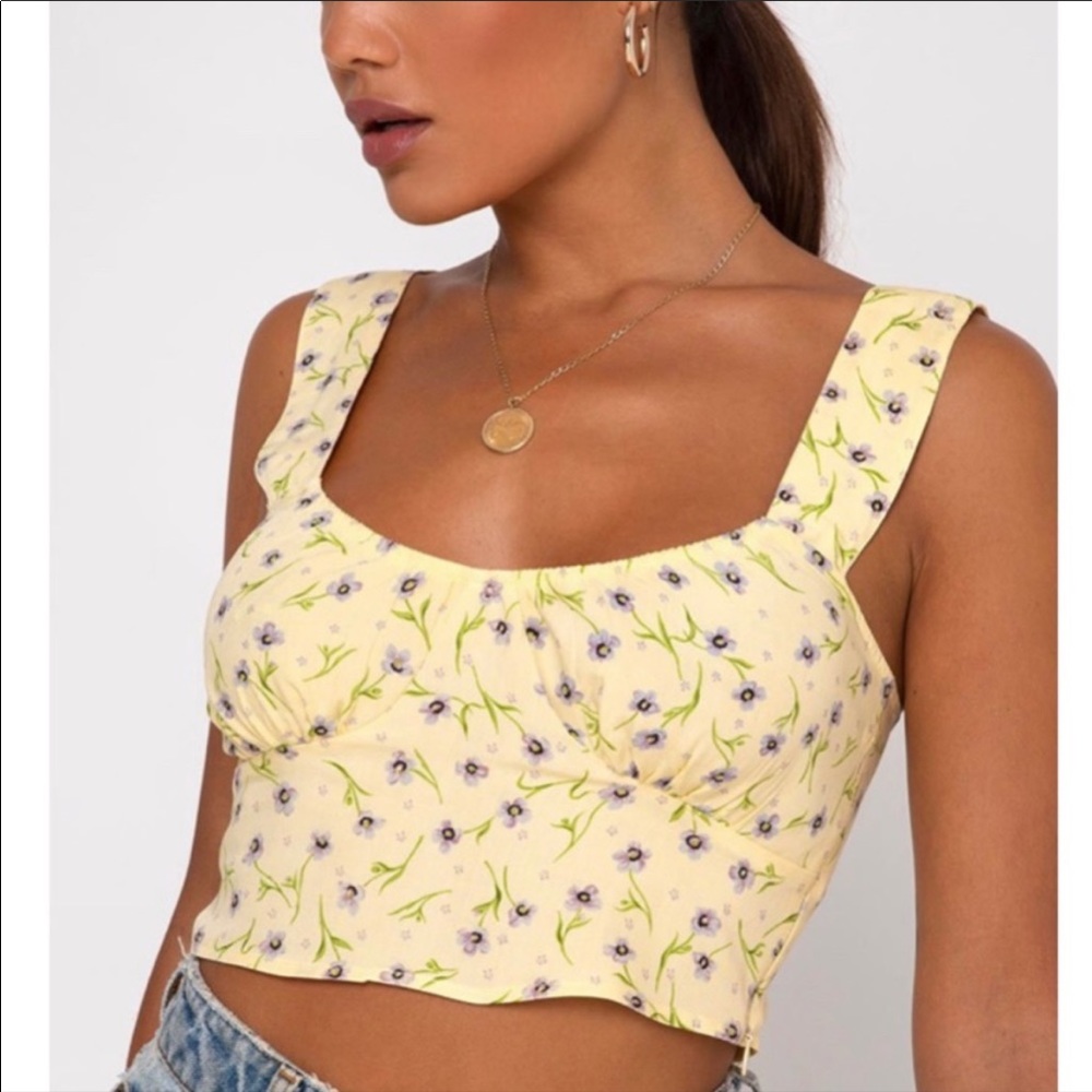 New Princess Polly Motel Yellow Gladis Crop Top - Picture 1 of 4